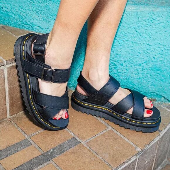 DR. MARTENS Women's Voss II Leather Strap Sandals Size 7 In Black - Picture 7 of 8